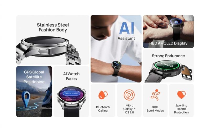 Smartwatch Mibro Watch GT GPS multi systèmes noir