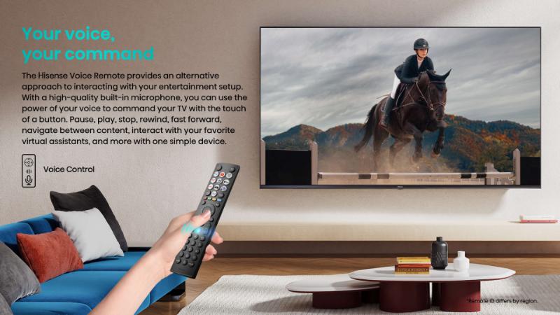 TV Hisense 85 pouces QLED écran allumé salon moderne