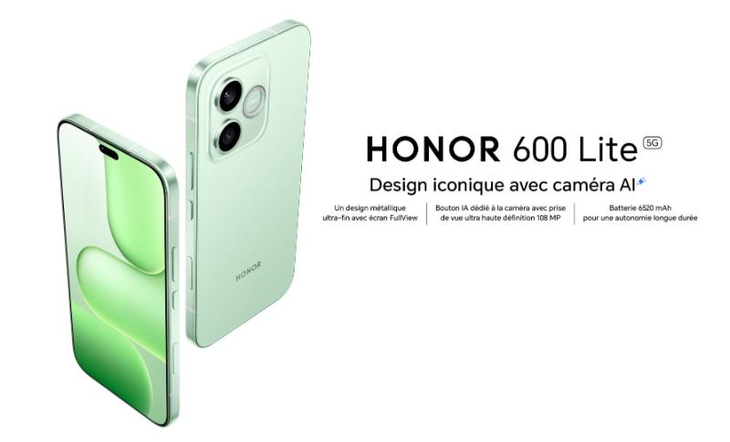 HONOR 600 Lite 5G Gris vue avant écran AMOLED 120Hz