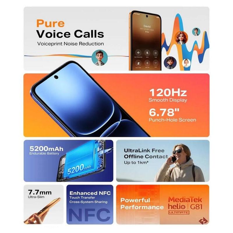 Smartphone Infinix Smart 20 écran HD design orange lumineux
