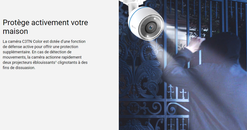 caméra de surveillance extérieure Couleur Wifi 2MP EZVIZ C3TN