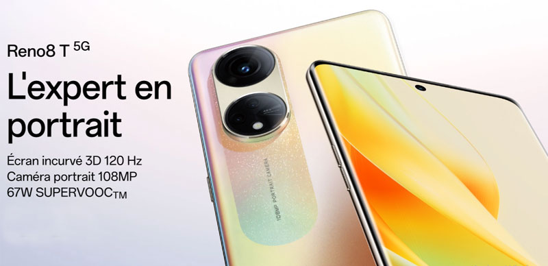 smartphone oppo reno8 t 5g 8go 256go gold