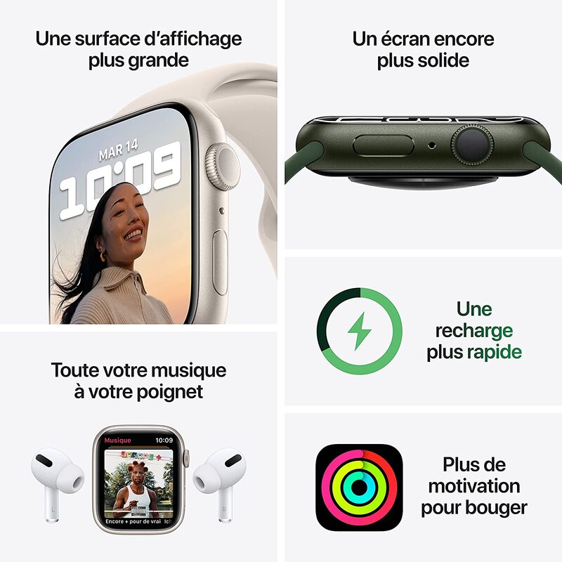 Apple Watch Séries 7 vert GPS 45mm MKN73LL-A Tunisie prix