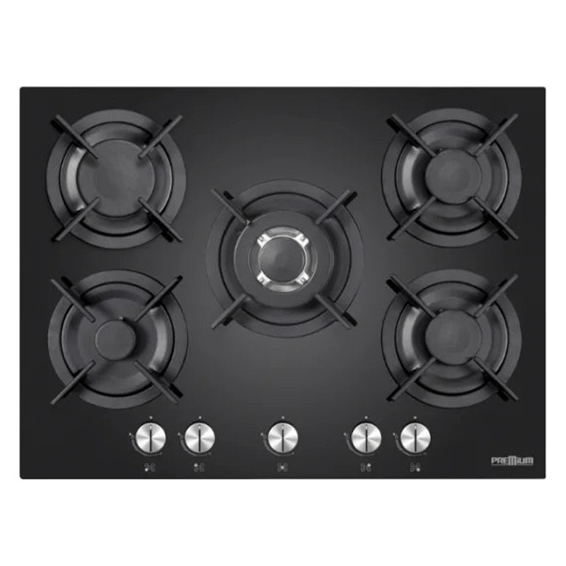 Plaque à gaz noir 4 feux 70 cm fonte avec sécurité PREMIUM